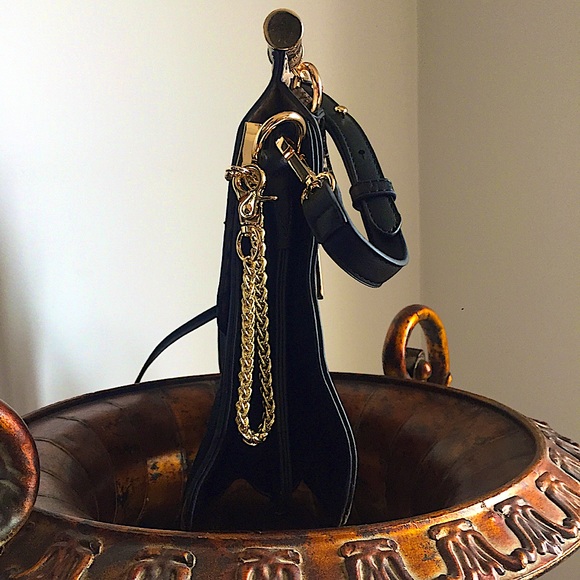 INZI Snake Skin Leather Gold Velvet Handbag - Picture 7 of 15